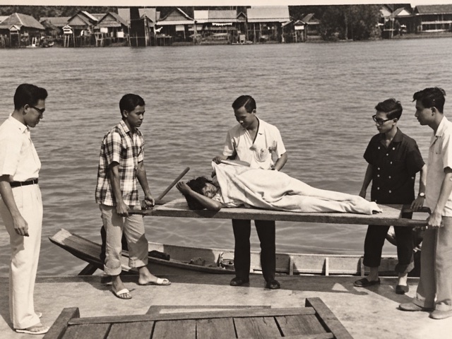 Transporting a patient by the river