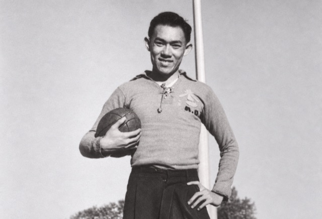 Portrait with a rugby ball