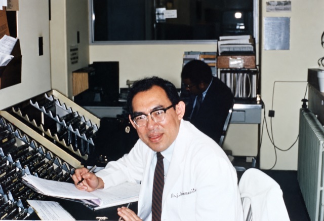 At a desk